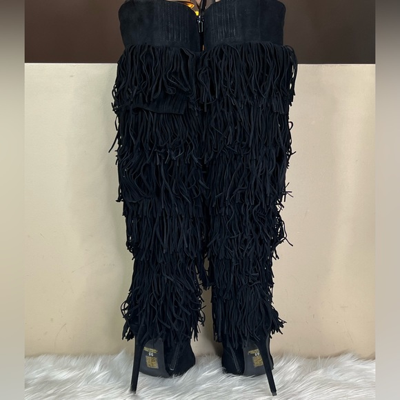 Jeffrey Campbell GoLightly Black Fringe Boot - Picture 6 of 9